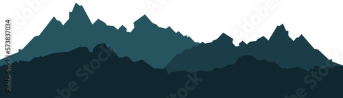 Blue silhouette of mountains landscape panorama illustration icon vector for logo, isolated on white background
