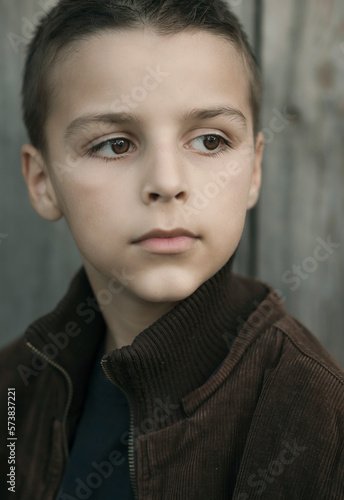 child standing outside and posing, a portrait of a boy © Amir Bajric