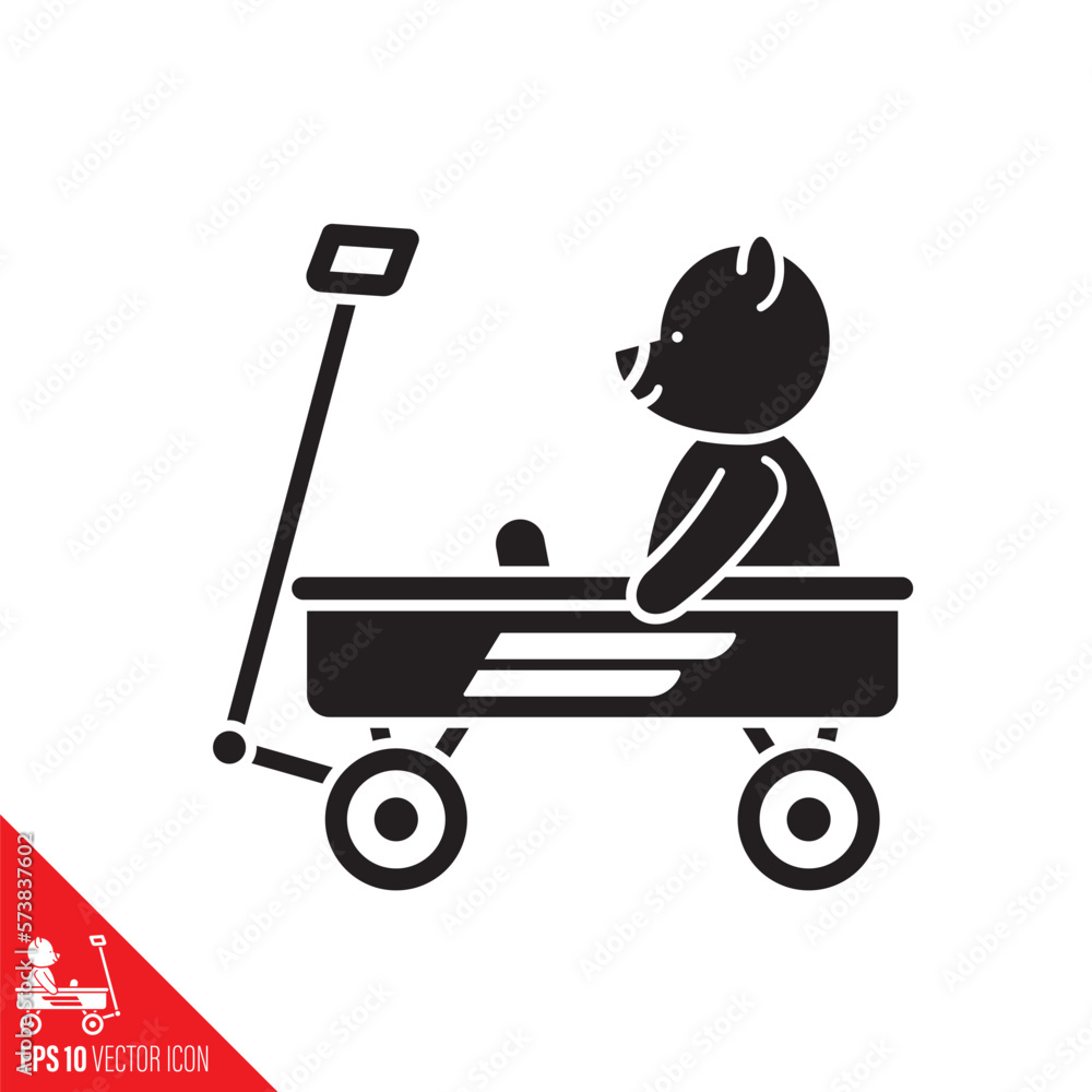 Teddy bearv in toy wagon vector icon Teddy bearv in toy wagon vector icon