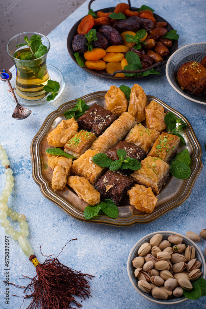 Ramadan iftar traditional desserts baklava and dates Ramadan iftar traditional desserts baklava and dates
