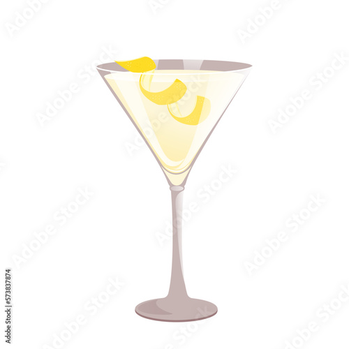 Vesper cocktail. Classic alcoholic cocktail with gin, vodka.Vector illustration.