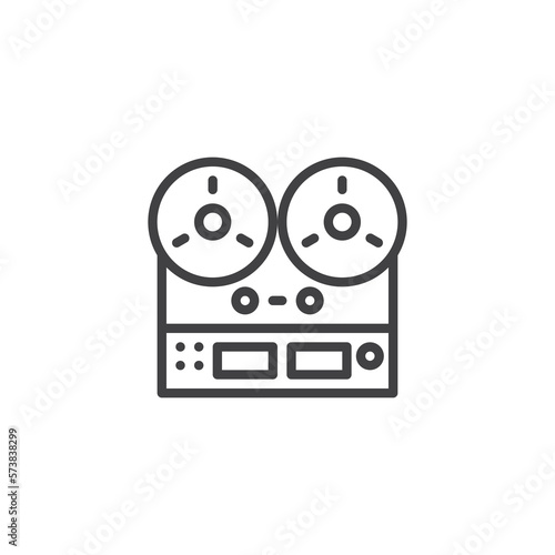 Reel-to-reel tape recorder line icon