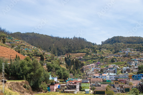 Village in a hill at Nilgiri forest Ooty. Landscape of Ooty Tamil nadu India © Rahul