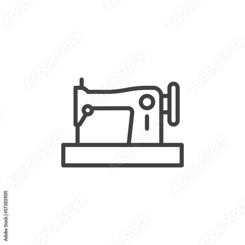 Vintage sewing machine line icon