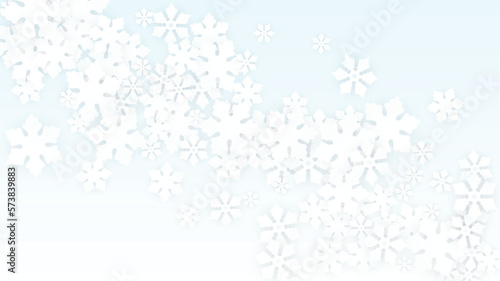 Christmas  Vector Background with Falling Snowflakes. Isolated on Red Background. Realistic Snow Sparkle Pattern. Snowfall Overlay Print. Winter Sky. Papercut Snowflakes.