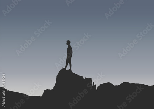 silhouette of a person on the rocks vector illustration