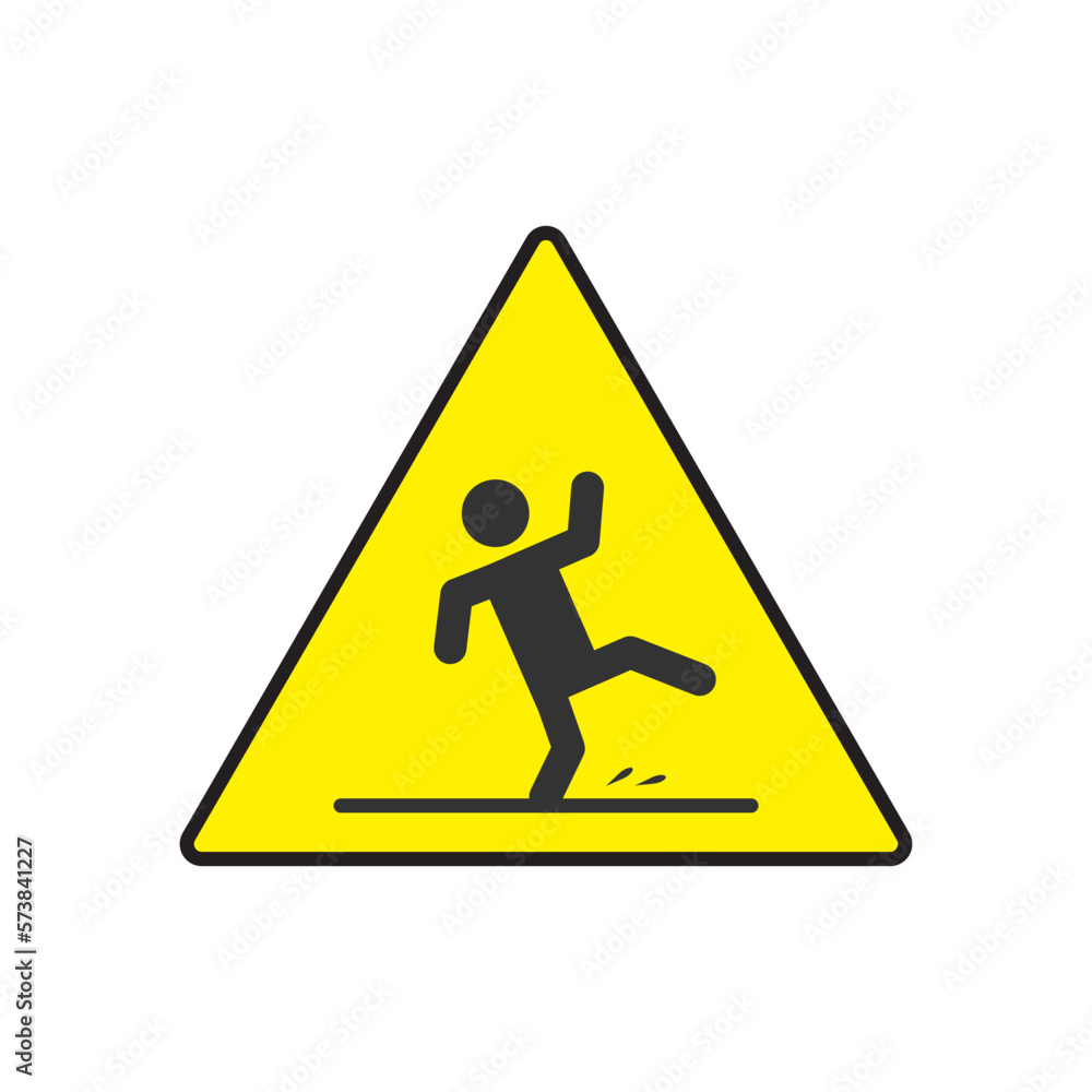 Caution wet floor sign icon. Slippery vector ilustration. Caution wet floor sign icon. Slippery vector ilustration.