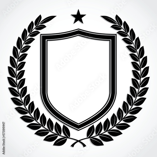 laurel wreath with shield / silhouette vector illustration