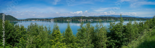 Wonderful panoramic view of Beautiful Lake Klopein in Carinthia, Austria