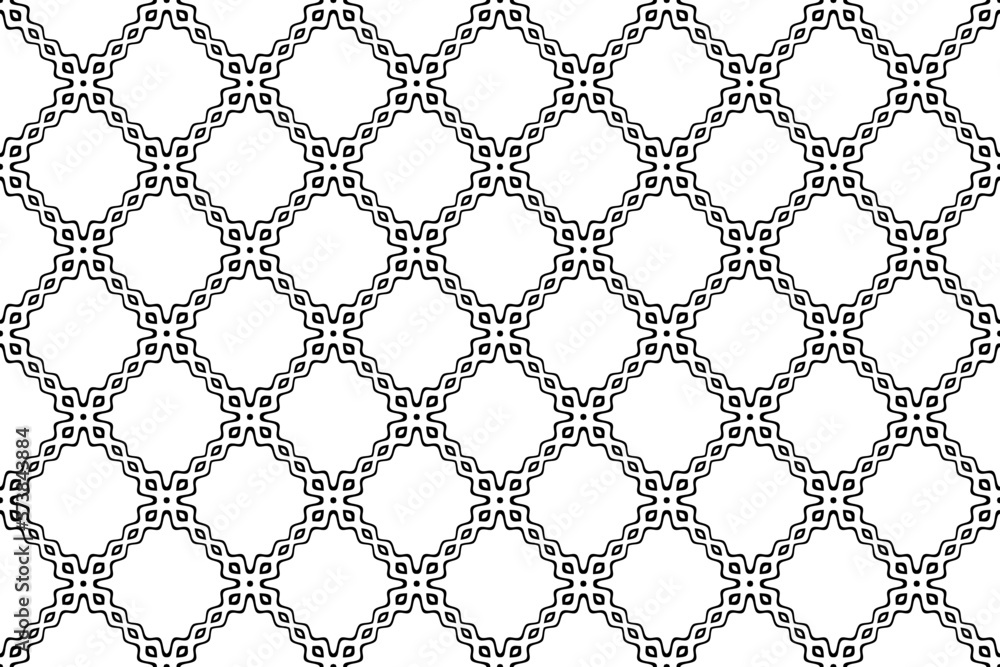 Fototapeta premium Abstract Seamless Geometric Checked Wavy Lines Pattern.