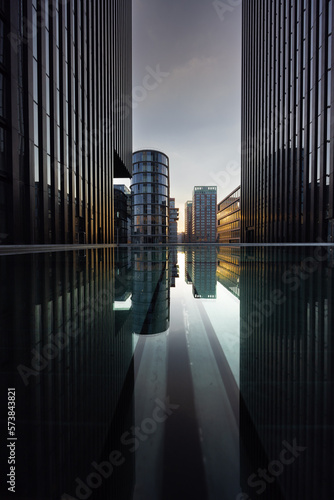 Düsseldorf city places buildings blue hour  