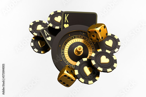 PNG casino crabs dice cards poker balckjack baccarat and chips gold  3d render 3d rendering illustration 