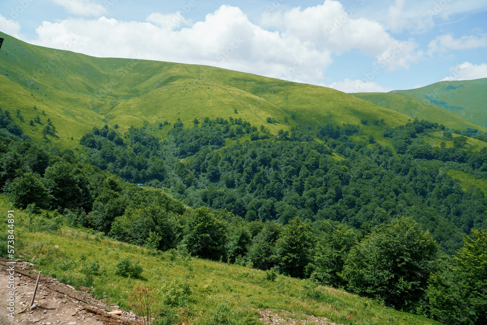 Beautiful summer mountain landscape, forest, clouds. Mount Gemba Pylypets Ukraine. Ukrainian mountains Carpathians, Transcarpathia Beautiful summer mountain landscape, forest, clouds. Mount Gemba Pylypets Ukraine. Ukrainian mountains Carpathians, Transcarpathia