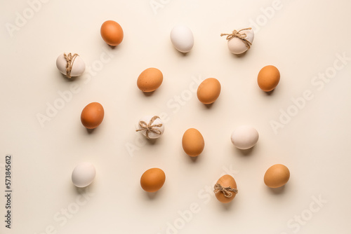Various Easter eggs on white background