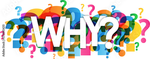 WHY? colorful typography banner on transparent background