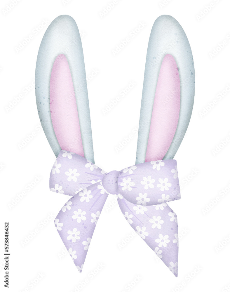 Watercolor Easter bunny ears illustration