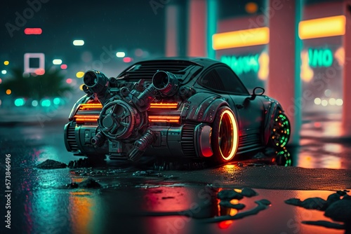 Neon Nights: A Cyberpunk 3D Render in Ultra HD and HDR AI Generated