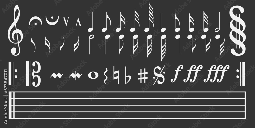 Music notes white vector / Ai Illustrator Stock Vector | Adobe Stock