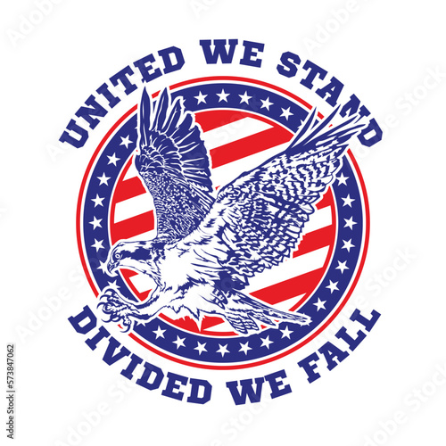 American Eagle and flag vector illustration, perfect for t shirt design and annual event logo design