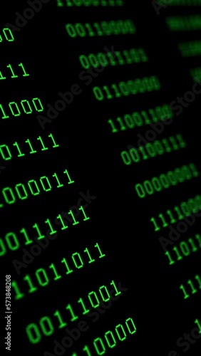 Wallpaper Mural Abstract binary code background with green digits moving up on the screen. Data, code, decryption and encoding concepts. Vertical seamless loopable background. Torontodigital.ca
