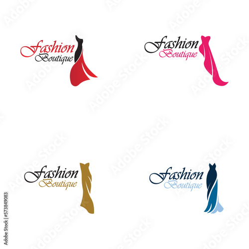 Beautiful dress woman logo simple creative for boutique fashion shop logo vector