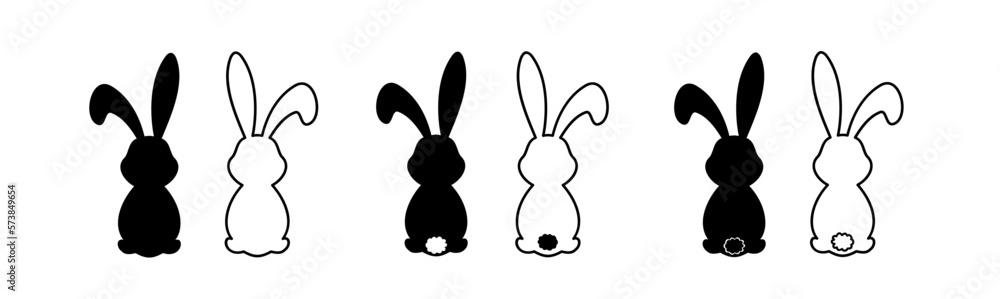 Set easter bunny silhouettes vector illustration. - obrazy, fototapety, plakaty 