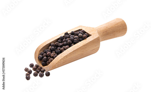 Tableau sur toile peppercorn in wood scoop isolated on transparent png