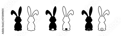 Fotografiet Set easter bunny silhouettes vector illustration.