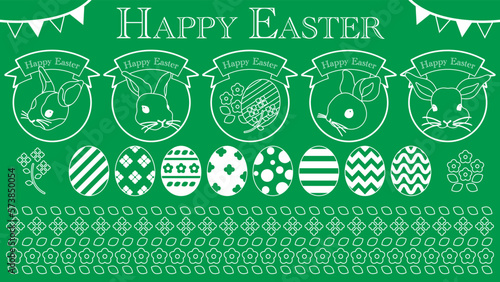 イースターの線画イラスト。うさぎ、イースターエッグや春の花のベクターイラストセット。
Easter vector illustrations. Rabbits, Easter eggs, spring flowers vector line drawing set.