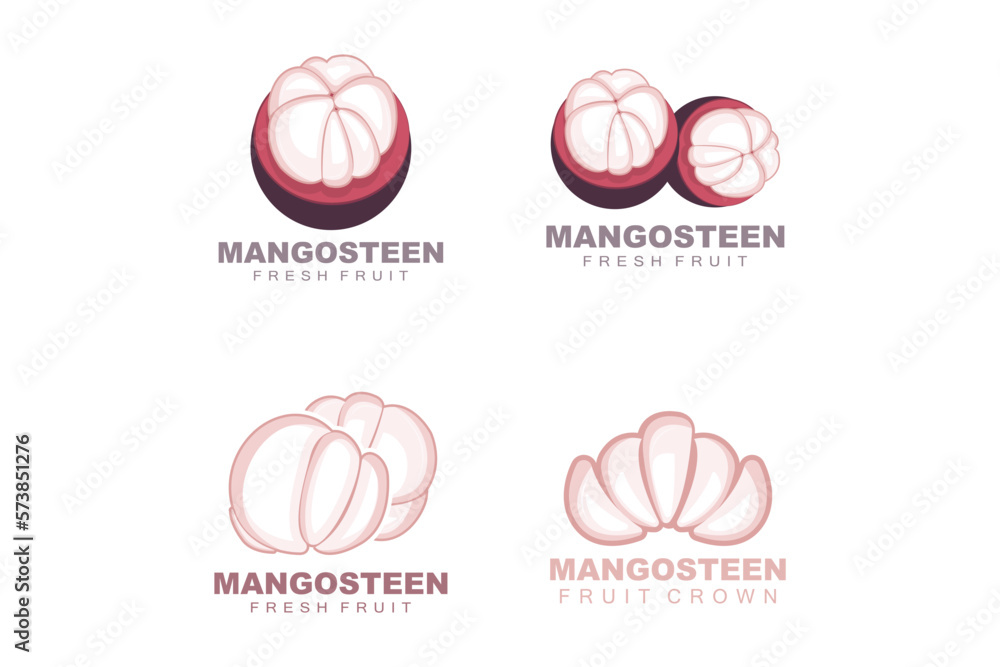 Mangosteen Logo, Mangosteen Flesh Illustration, Vitamin Rich Fruit Queen, Fruit Logo Vector Label Template Design