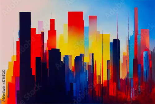 abstract city skyline  Generative AI Art Illustration 04