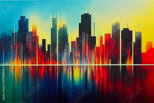 abstract city skyline  Generative AI Art Illustration 01