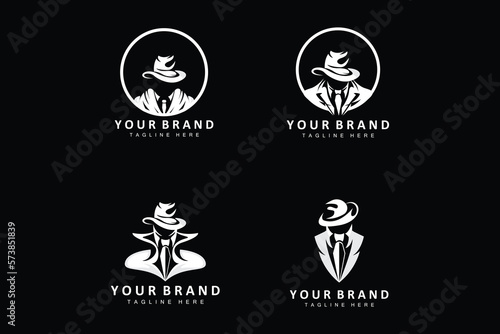 Mafia Logo Design, Tuxedo Suit Icon, Vector Businessman, Logo Detective, Brand Label