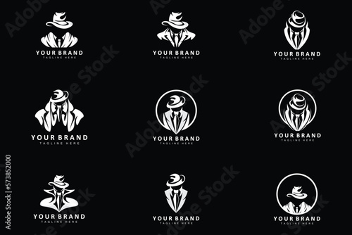 Mafia Logo Design, Tuxedo Suit Icon, Vector Businessman, Logo Detective, Brand Label