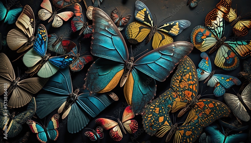 beautiful abstract background of flock of butterfly on ground, Generative Ai beautiful abstract background of flock of butterfly on ground, Generative Ai