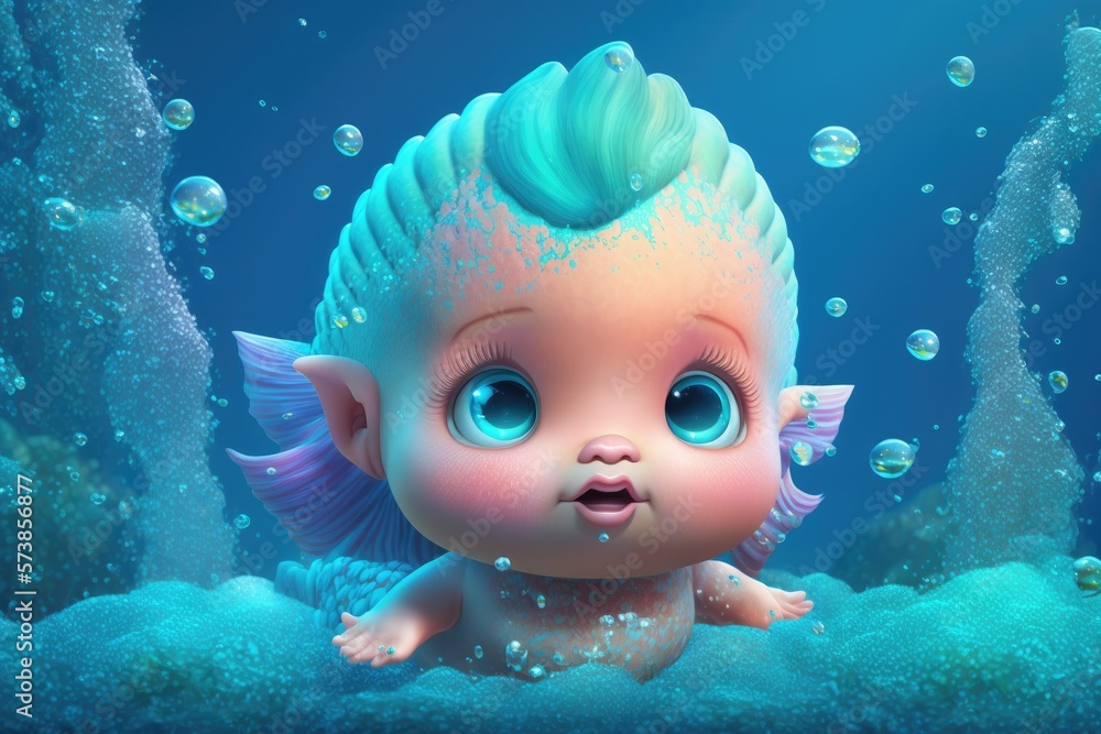 a cute adorable mermaid character swimming underwater in the style of children-friendly cartoon animation fantasy generative ai 3D style Illustration
a cute adorable mermaid character swimming underwater in the style of children-friendly cartoon animation fantasy generative ai 3D style Illustration
