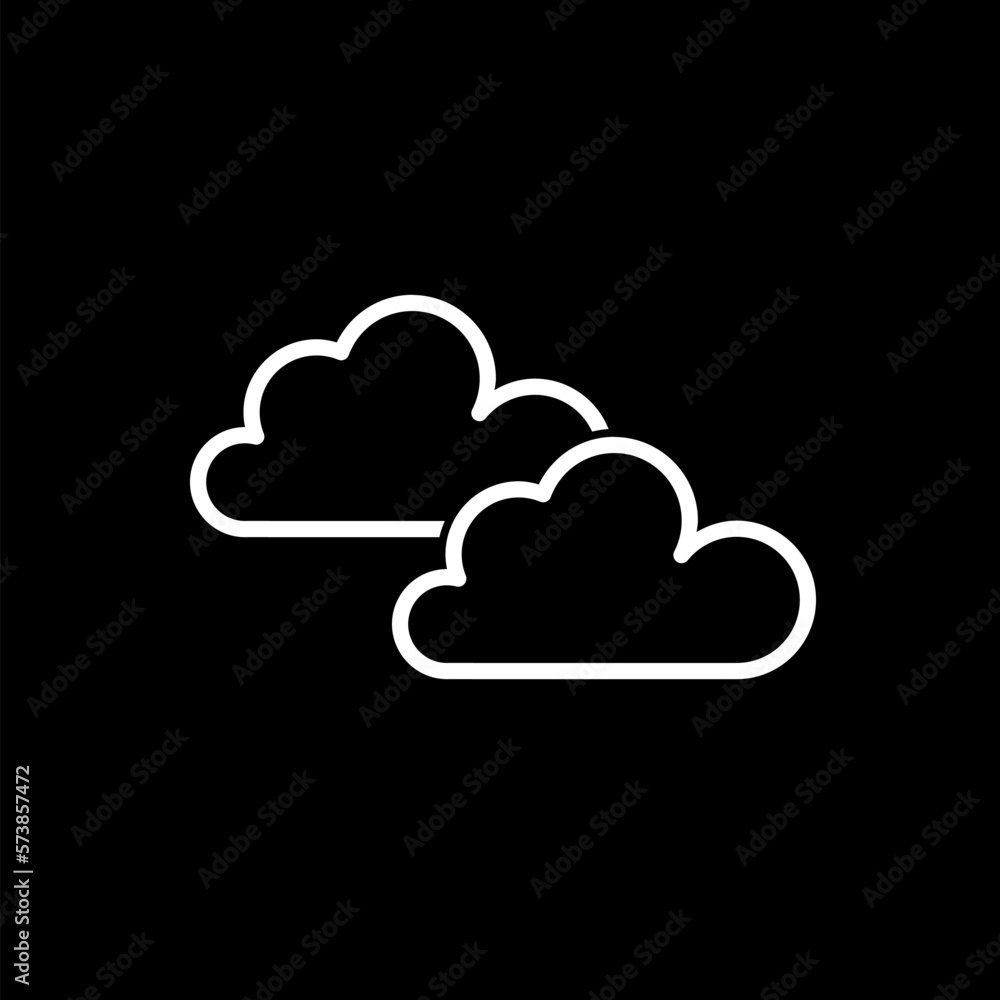 Cloud icon image. Cloud icon symbol isolated on black background. Cloud icon image. Cloud icon symbol isolated on black background.