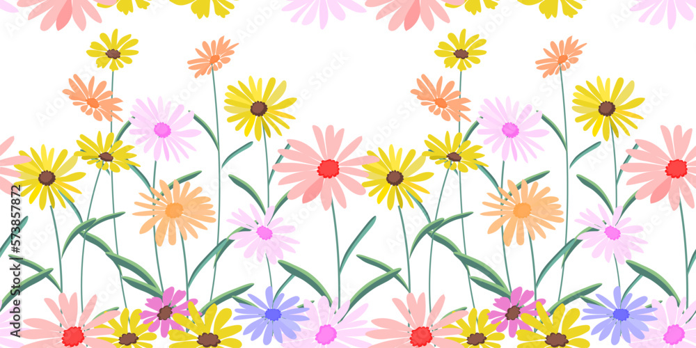 eamless pattern floral background, multicolor flowers