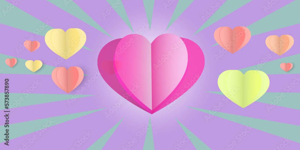 Heart Valentine's Day, Creative paper cut heart decorated background