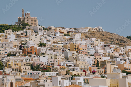 view of village in island og Mykonos, Greece.