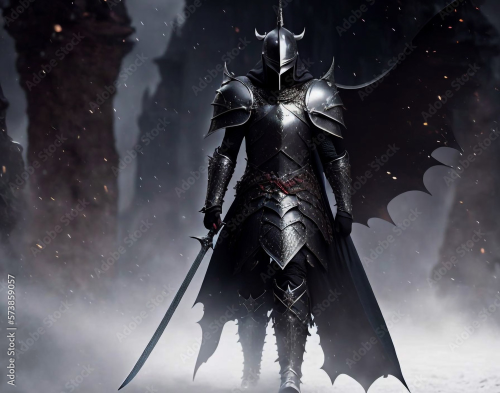 Naklejka premium Medieval knight with sword. Generative AI