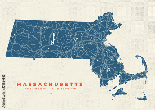 Massachusetts map vector poster and flyer