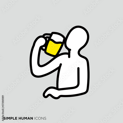 シンプルな人間のアイコンシリーズ　「ビールを飲む人」