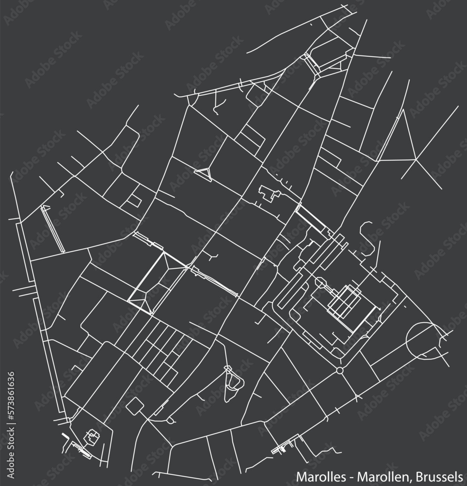 Street roads map of the MAROLLES-MAROLLEN QUARTER (MAROLLENWIJK), BRUSSELS