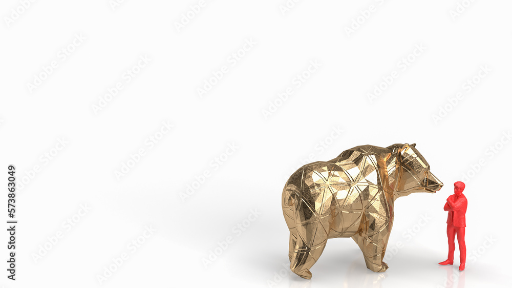 The gold bear and red man for business concept 3d rendering The gold bear and red man for business concept 3d rendering
