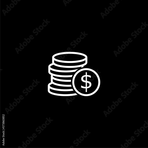 Money icon symbol isolated on black background. 