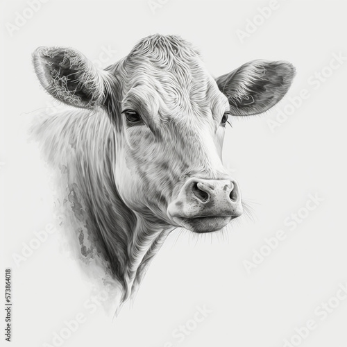 portrait of a cow, AI generative 