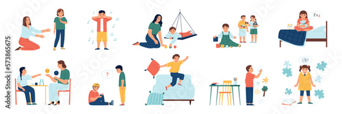 Child Autism Icon Set