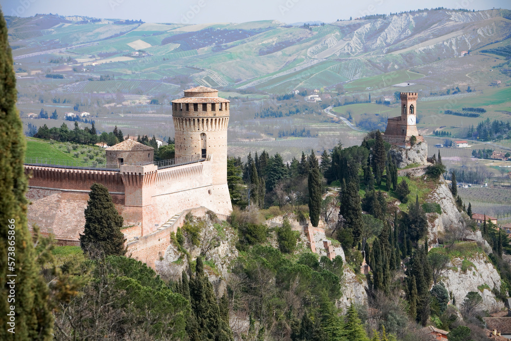 Brisighella, Ravenna. Rocca Manfrediana con Torre dell' Orologio.

