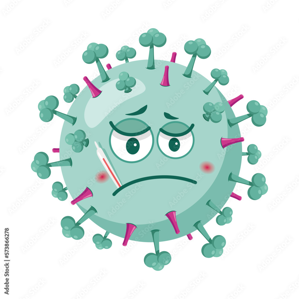 Fototapeta premium Vector illustration of an Influenzavirus in cartoon style isolated on white background